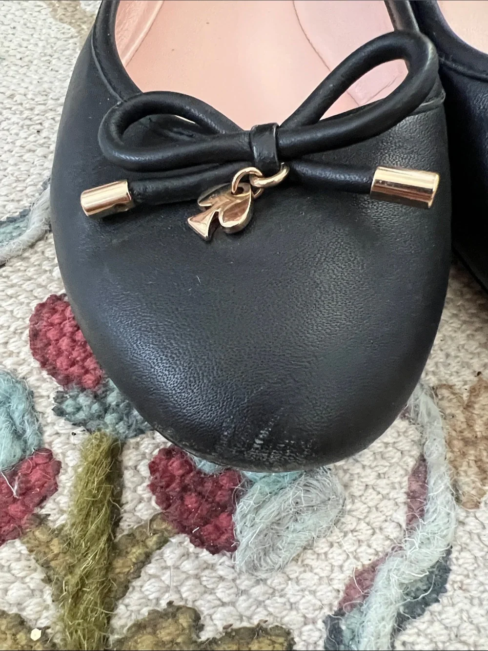 Kate Spade New York Willa Black Leather Bow Ballet Flats Size 9M